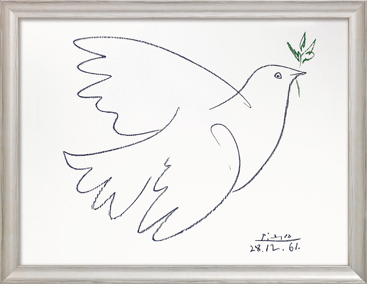 Aufkleber der PDS mit dem Motiv der Friedenstaube von Picasso