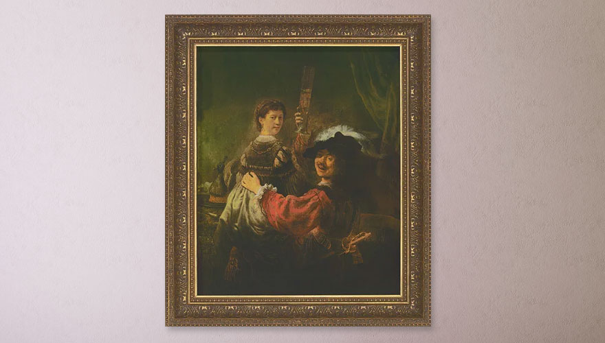 Rembrandt: Bild "Selbstbildnis mit Saskia" (1635-39), gerahmt 