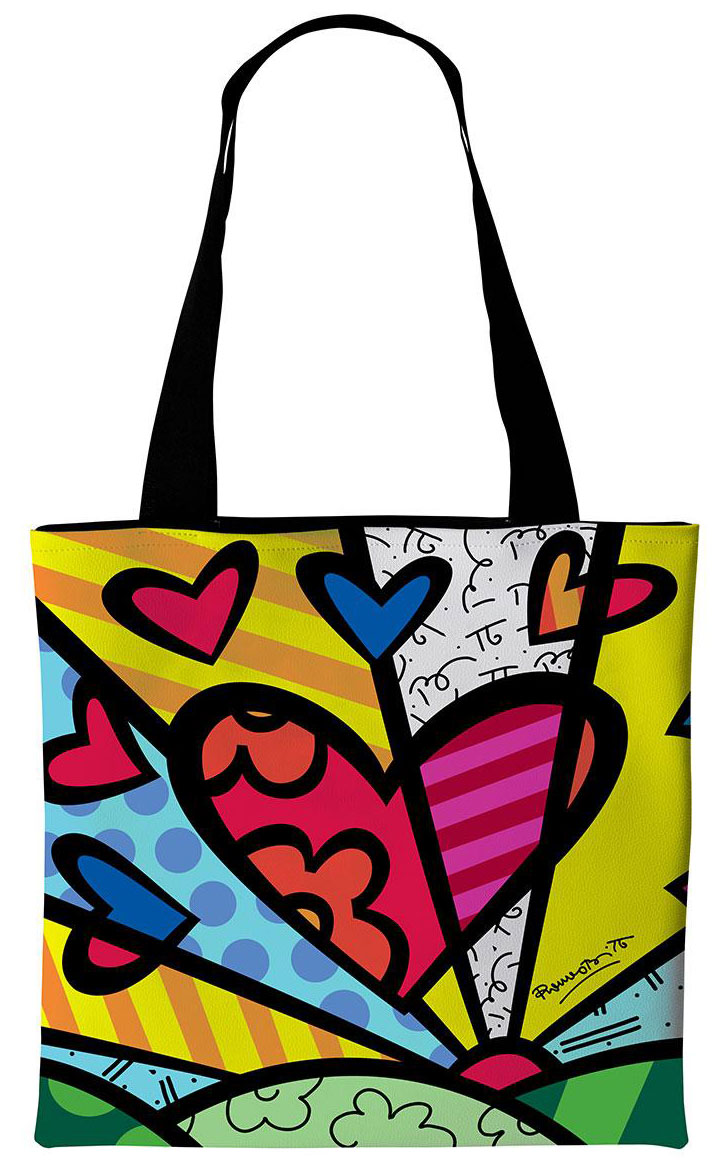 Romero Britto A New Day Hearts Sunrise large tote offers purse