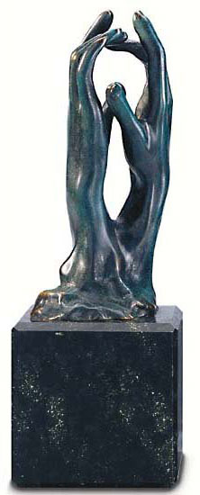 Auguste Rodin: Skulptur 'Die Kathedrale' (Étude pour le secret), Version in Kunstbronze