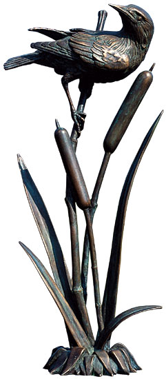 Ernst Völkl: Gartenskulptur 'Schreistar auf Schilf', Bronze