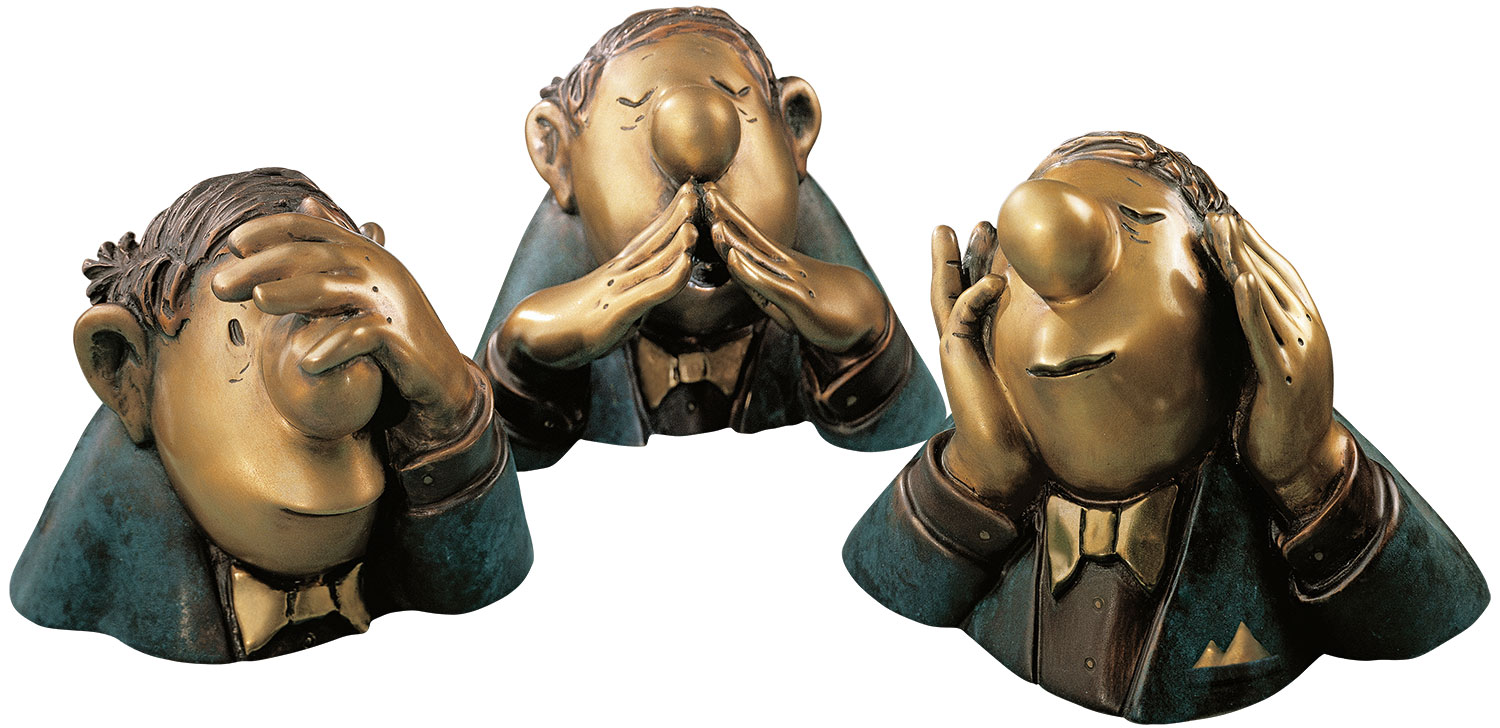 Loriot: Skulpturen 'Die drei Charakterköpfe', Version in Bronze