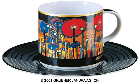 Friedensreich Hundertwasser: (895D) Künstlertasse 'Achtung Gras'