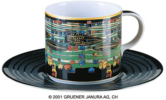 Friedensreich Hundertwasser: (777E) Künstlertasse 'Gesang der Wale'