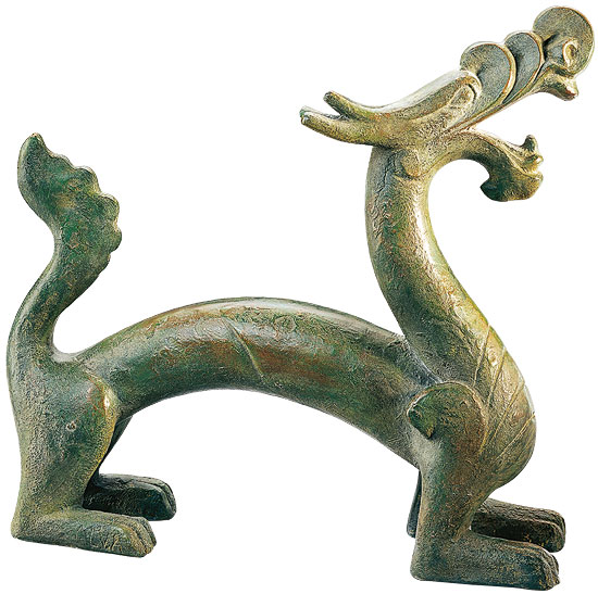 Skulptur 'Chinesischer Han-Drache', Kunstbronze