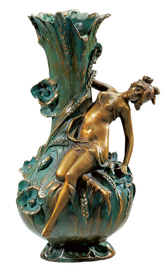 Louis Auguste Moreau: Vase 'Coquelicot', Version in Kunstbronze, Skulptur