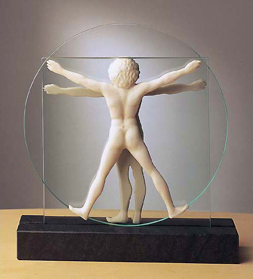 Leonardo da Vinci: Skulptur 'Schema delle Proporzioni', Version in Kunstmarmor