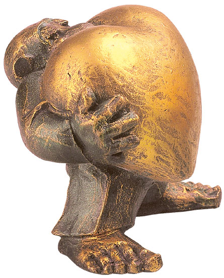 Hannes Glut: Skulptur 'Heart of Gold' (Mann), Kunstguss