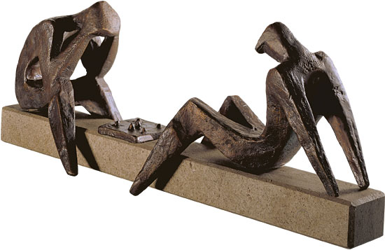 Sepp Mastaller: Skulptur 'Die Schachspieler', Bronze