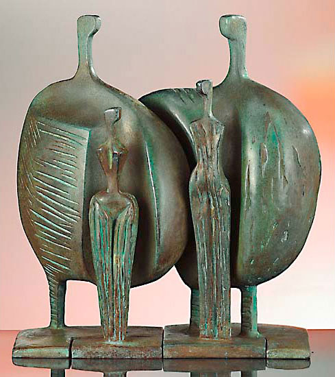 Itzik Benshalom: Skulpturengruppe 'La Familia', Version in Kunstbronze