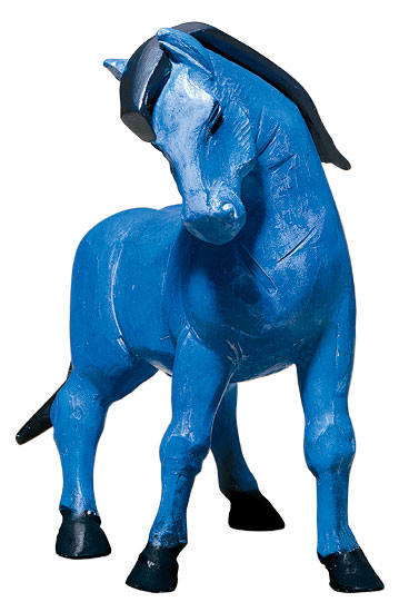 Franz Marc: Skulptur 'Das blaue Pferd', Version in Kunstguss handbemalt