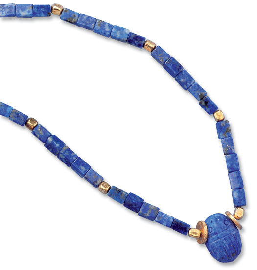 Petra Waszak: Skarabäus-Collier aus echtem Lapislazuli, Schmuck