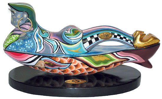 Tom's Drag: Sternzeichen-Skulptur 'Fisch/Pisces' (20.2.-20.3.), Kunstmarmor handbemalt