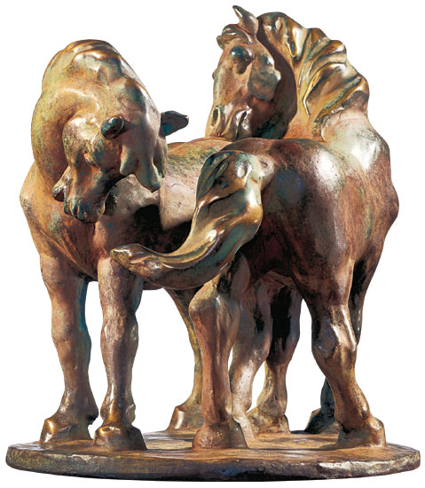 Franz Marc: Skulptur 'Zwei Pferde' (1908/09), Version in Kunstbronze