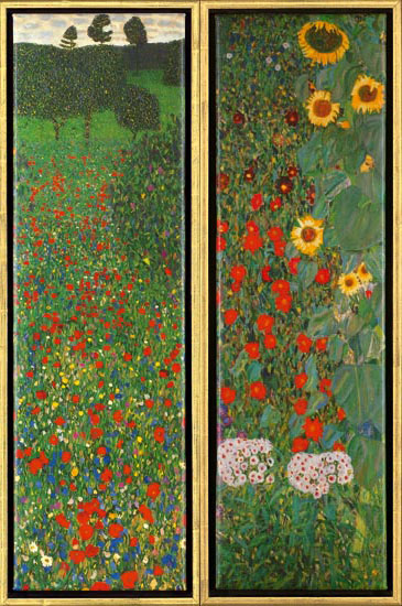 Gustav Klimt: 2 Bilder 'Mohnfeld' und 'Sonnenblumen' im Set