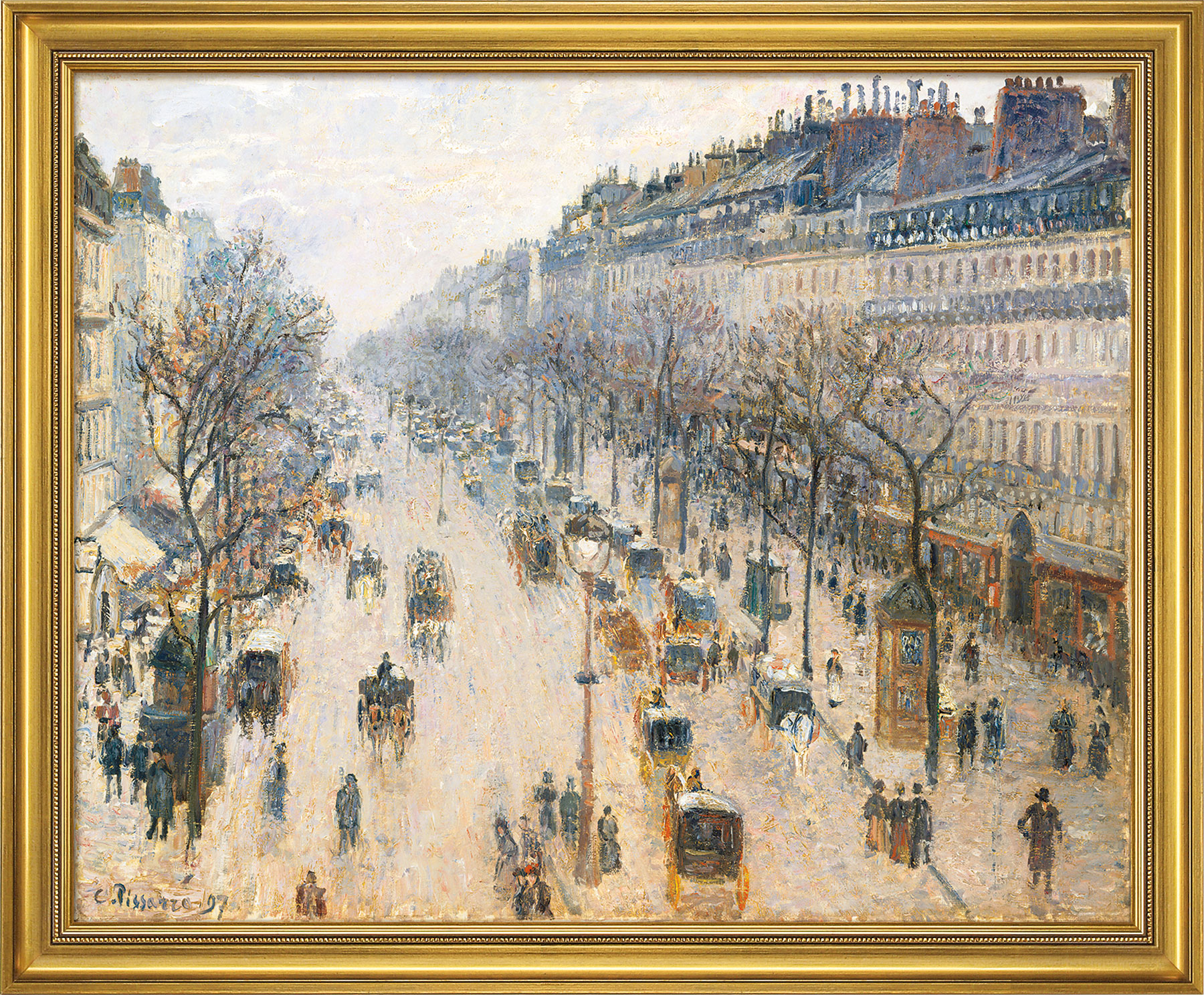 Camille Pissarro: Bild 'Der Boulevard Montmartre an einem Wintermorgen' (1897), gerahmt