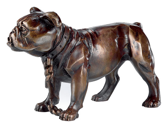 Skulptur 'Simplicissimus-Bulldogge', Version in Kunstbronze
