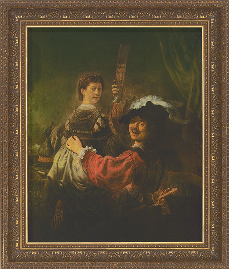 Rembrandt: Bild 'Selbstbildnis mit Saskia' (1635-39), gerahmt