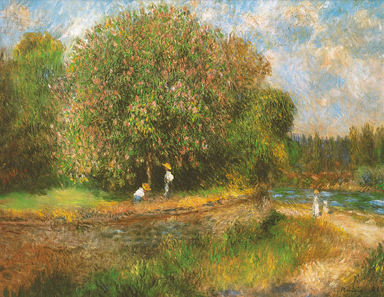 Auguste Renoir: Bild 'Blühender Kastanienbaum' (1881), auf Keilrahmen