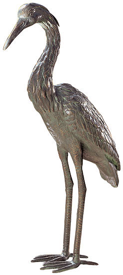 Gartenskulptur 'Graureiher-Männchen', Bronze