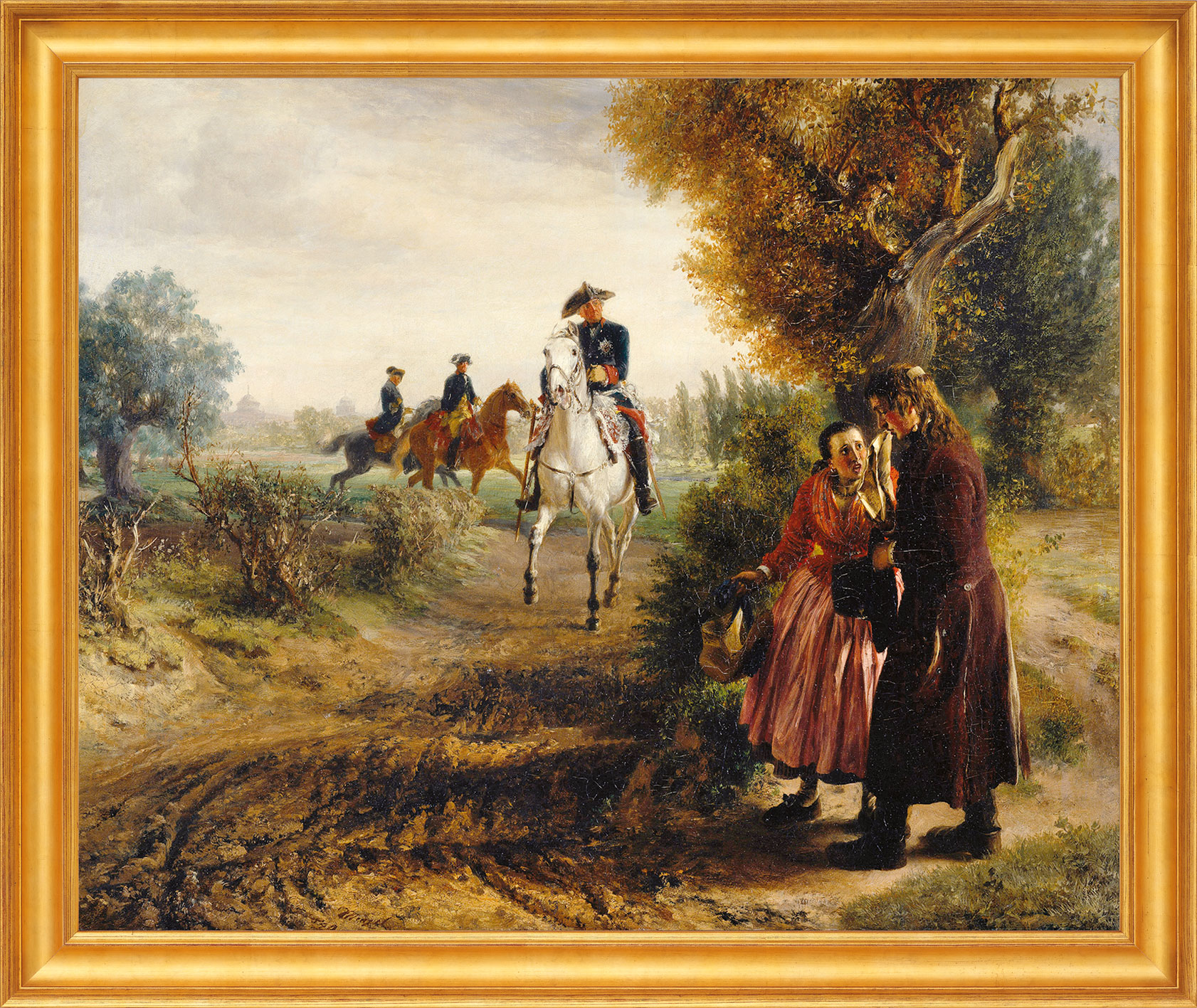 Adolph von Menzel: Bild 'Die Bittschrift (Der Spazierritt)' (1849), gerahmt