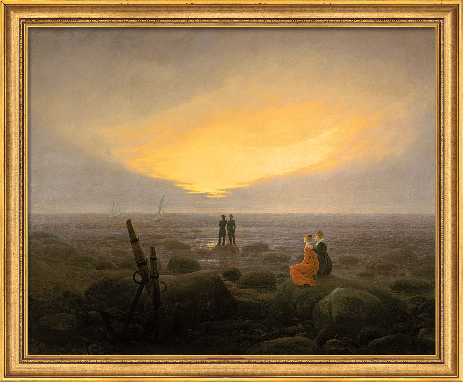 Caspar David Friedrich: Bild 'Mondaufgang am Meer' (1821), gerahmt