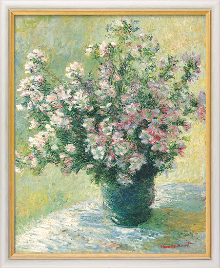 Claude Monet: Bild 'Vase à fleurs - Malvenstrauß' (1881/82), gerahmt