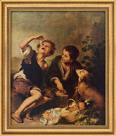 Bartolomé E. Murillo: Bild 'Die Pastetenesser' (um 1675), gerahmt