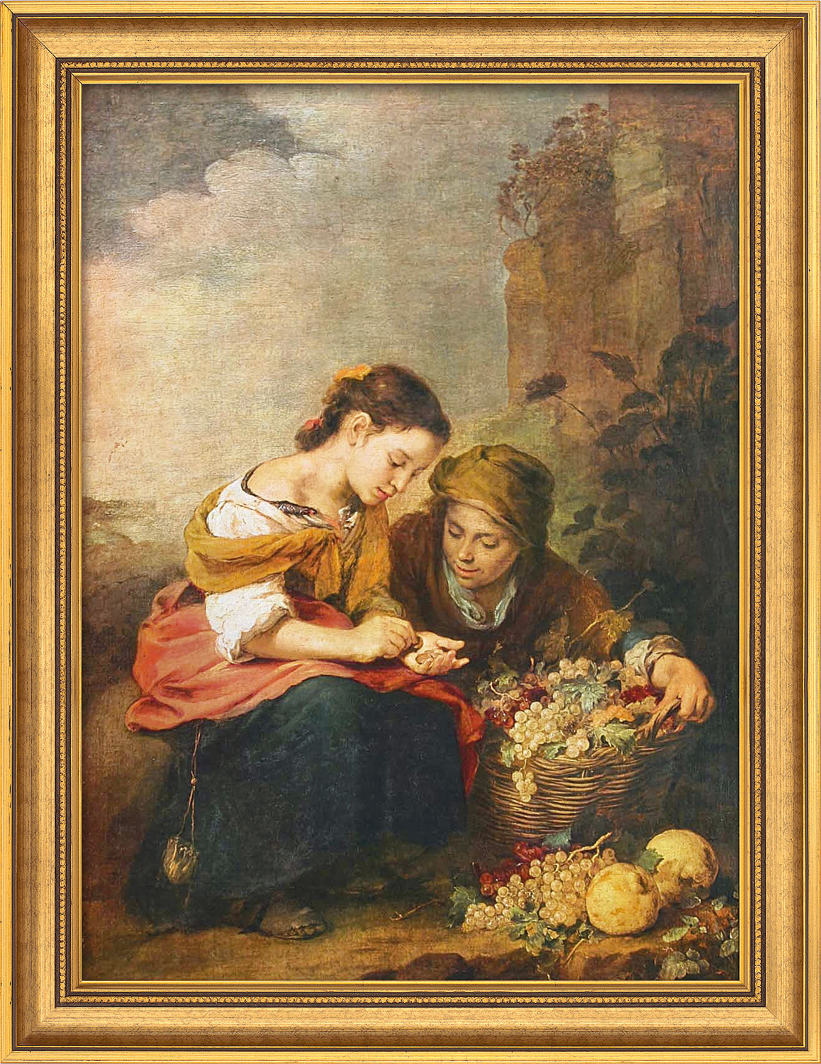 Bartolomé E. Murillo: Bild 'Die kleine Obsthändlerin' (1675), gerahmt