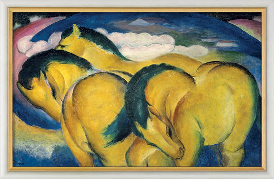 Franz Marc: Bild 'Die kleinen gelben Pferde' (1912), gerahmt