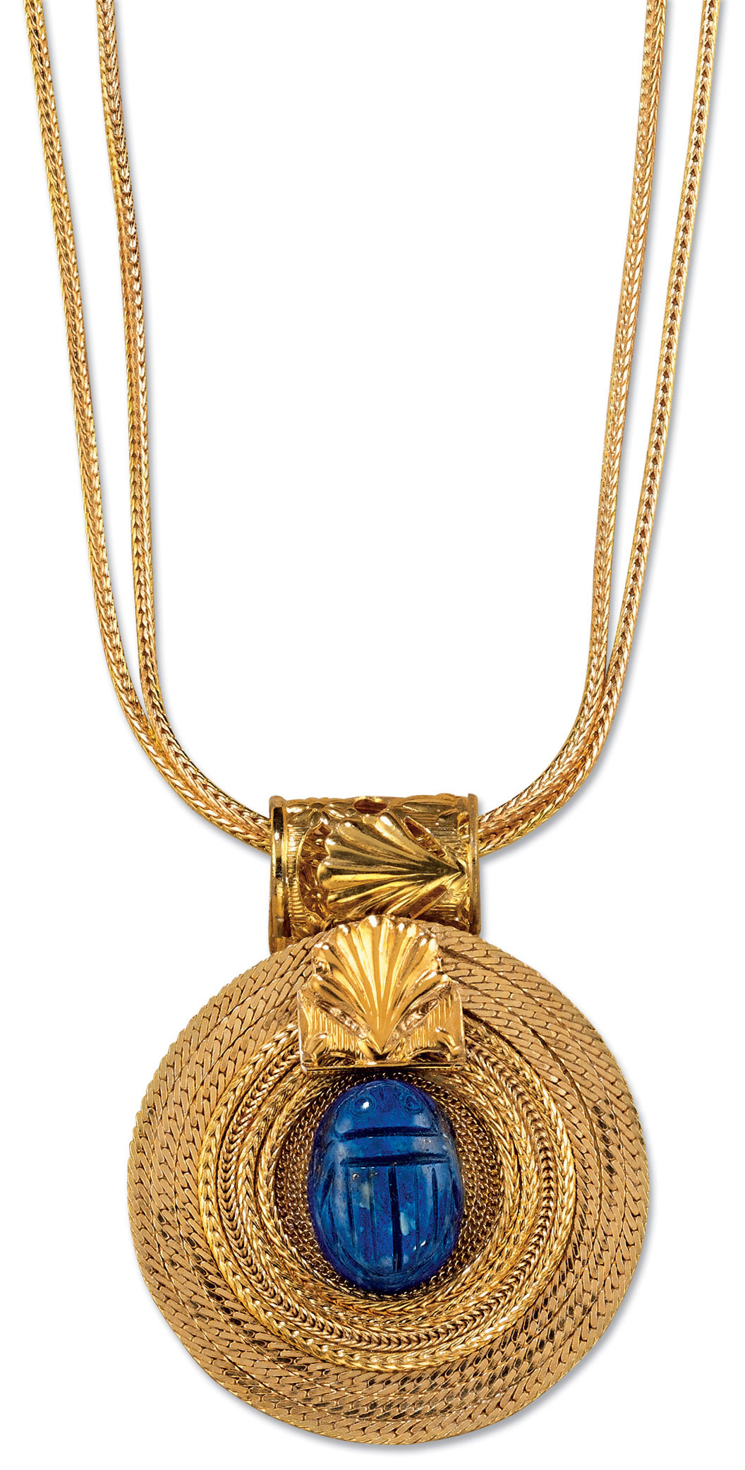 Petra Waszak: Collier 'Sonnenrad mit Lapislazuli-Skarabäus', Schmuck