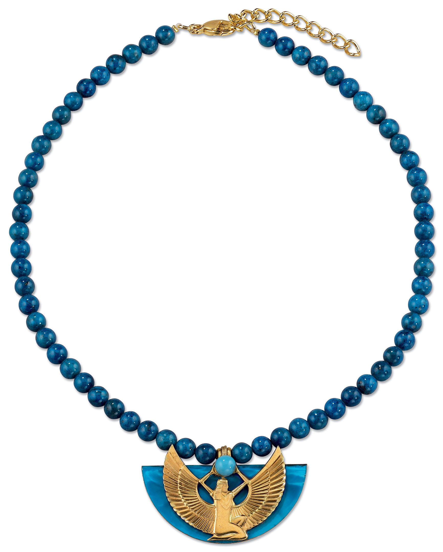 Petra Waszak: Collier 'Isisschwinge' mit blauen Lapislazuli-Perlen, Schmuck