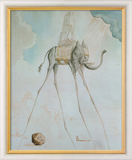 Salvador Dalí: Bild 'L'Éléphant Giraffe' (1948), gerahmt