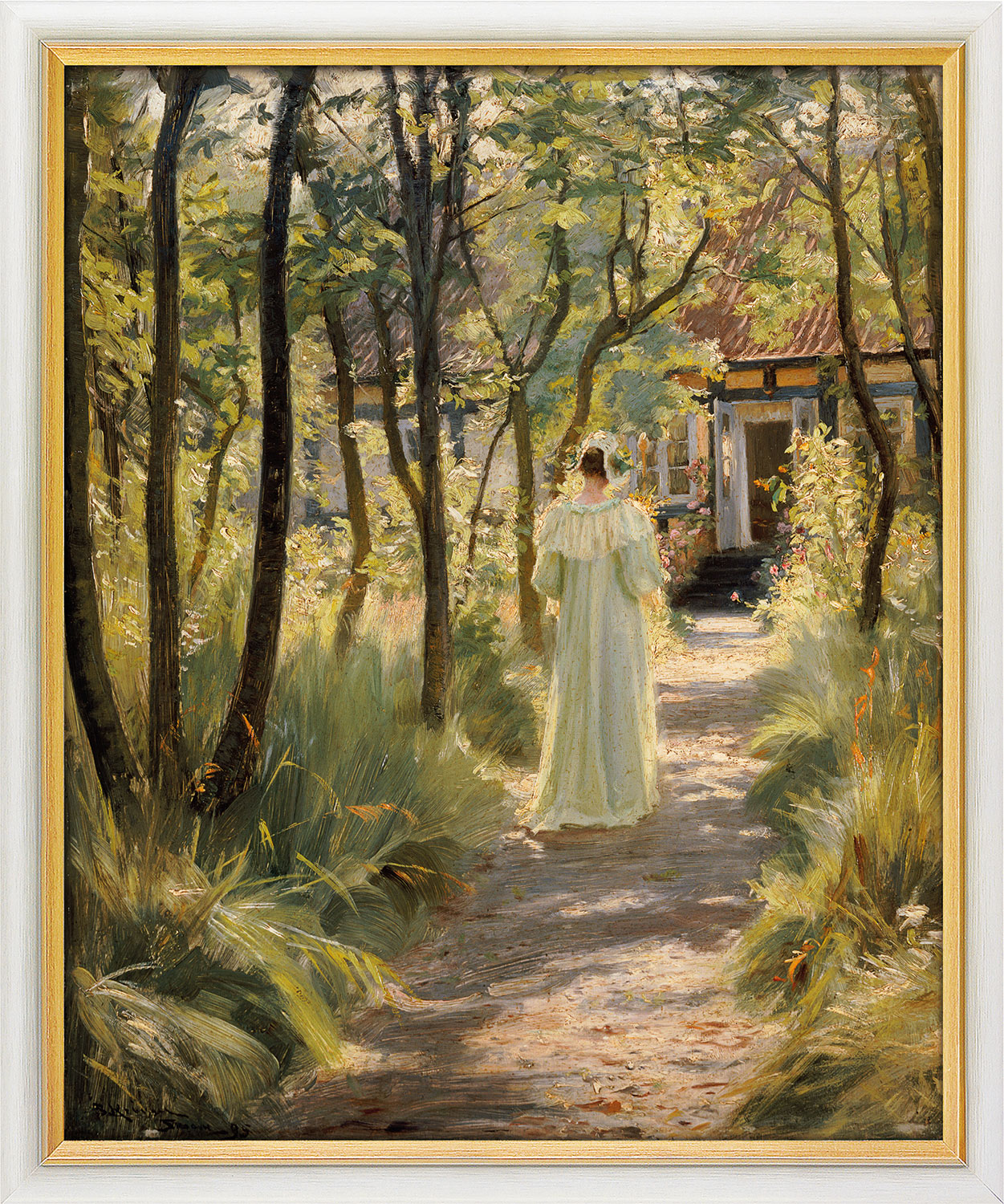 Peder Severin Kroyer: Bild 'Marie, die Frau des Künstlers, auf einem Gartenweg' (1895), gerahmt