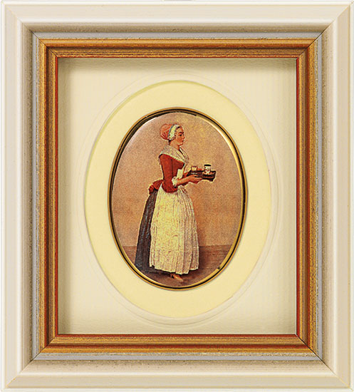 Jean-Étienne Liotard: Miniatur-Porzellanbild 'Schokoladenmädchen' (1743-45), gerahmt