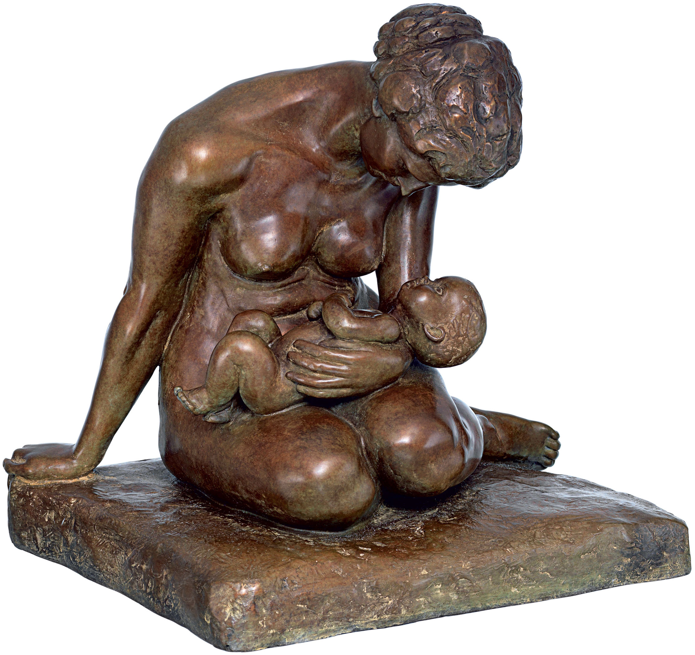 Wilhelm Lehmbruck: Skulptur 'Mutter mit Kind' (1907), Version in Bronze