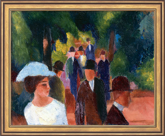 August Macke: Bild 'Promenade (mit weißem Mädchen in Halbfigur)' (1914), gerahmt