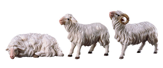 Krippenfiguren 'Drei Schafe', handbemalt