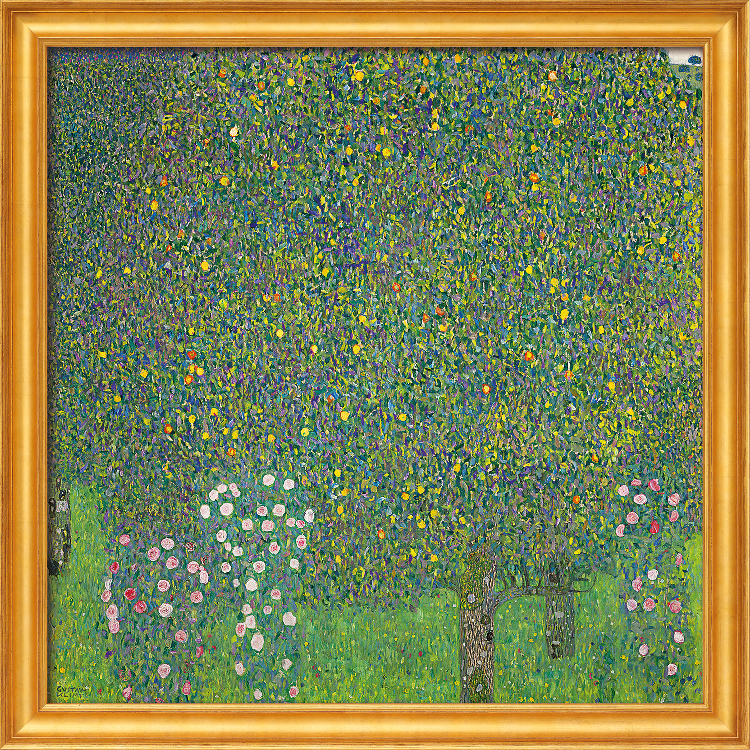 Gustav Klimt: Bild 'Rosensträucher unter Bäumen' (1905), gerahmt