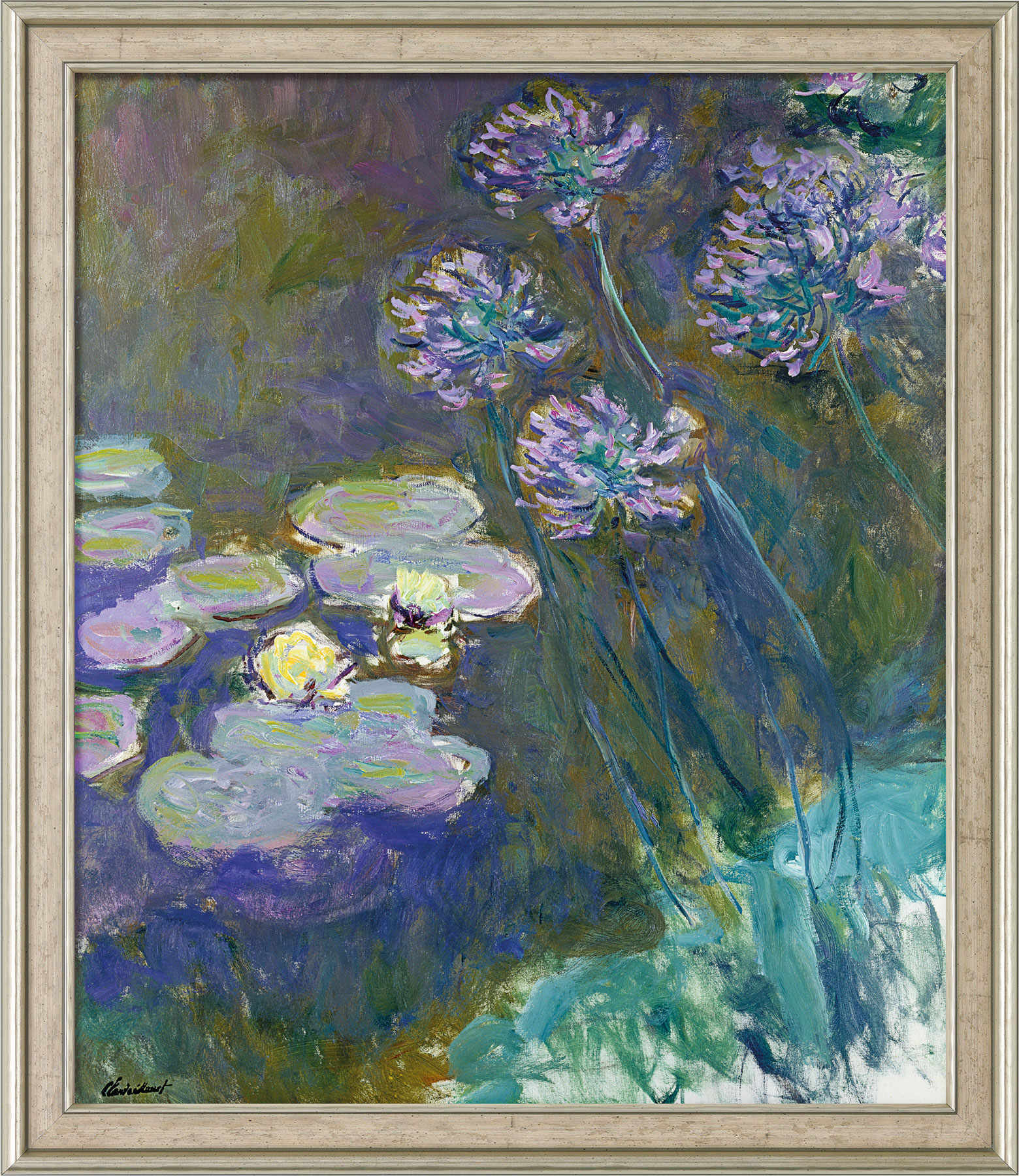 Claude Monet: Bild 'Gelbe Seerosen und Agapanthus' (1914-1917), gerahmt