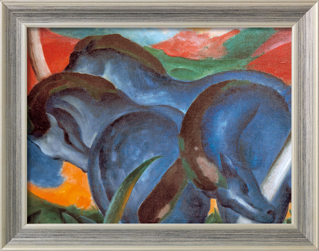 Franz Marc: Bild 'Die großen blauen Pferde' (1911), gerahmt