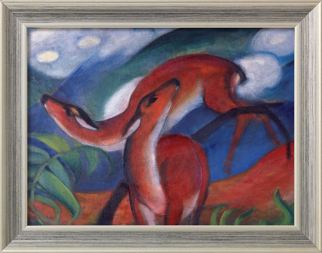 Franz Marc: Bild 'Rote Rehe II' (1912), gerahmt