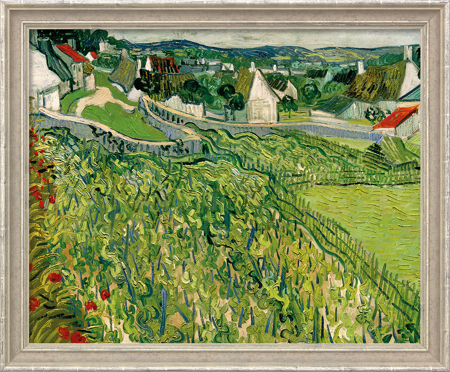 Vincent van Gogh: Bild 'Weinberge mit Blick auf Auvers' (1890), gerahmt