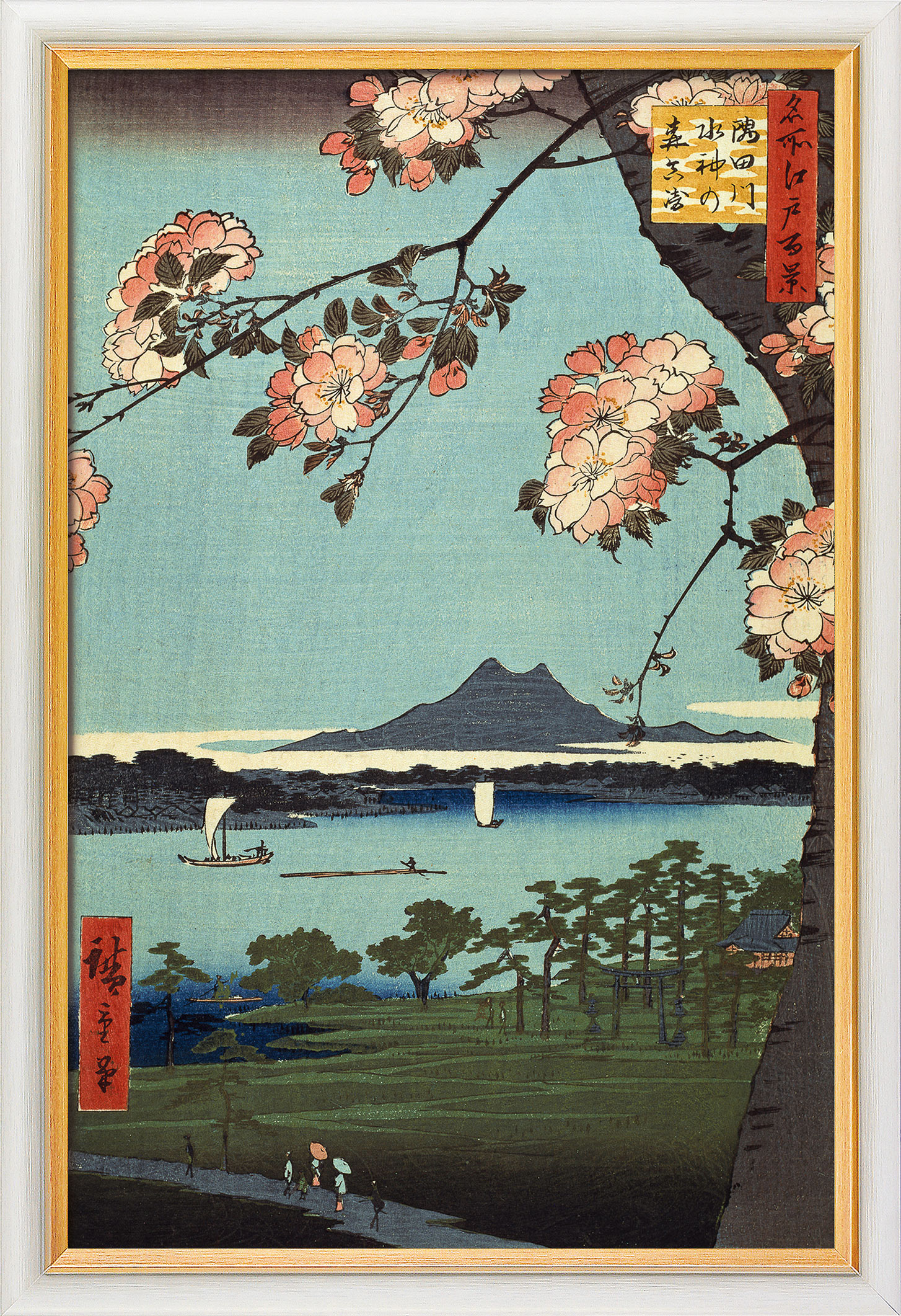 Ando Hiroshige: Bild 'Suijin Grove and Masaki' (1856-58), gerahmt