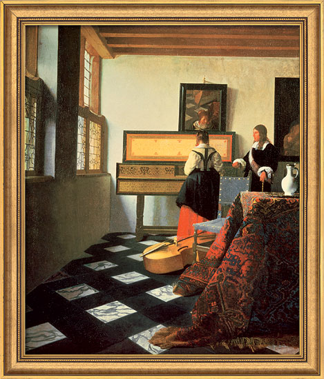 Jan Vermeer van Delft: Bild 'Die Musikstunde' (1662/64), gerahmt