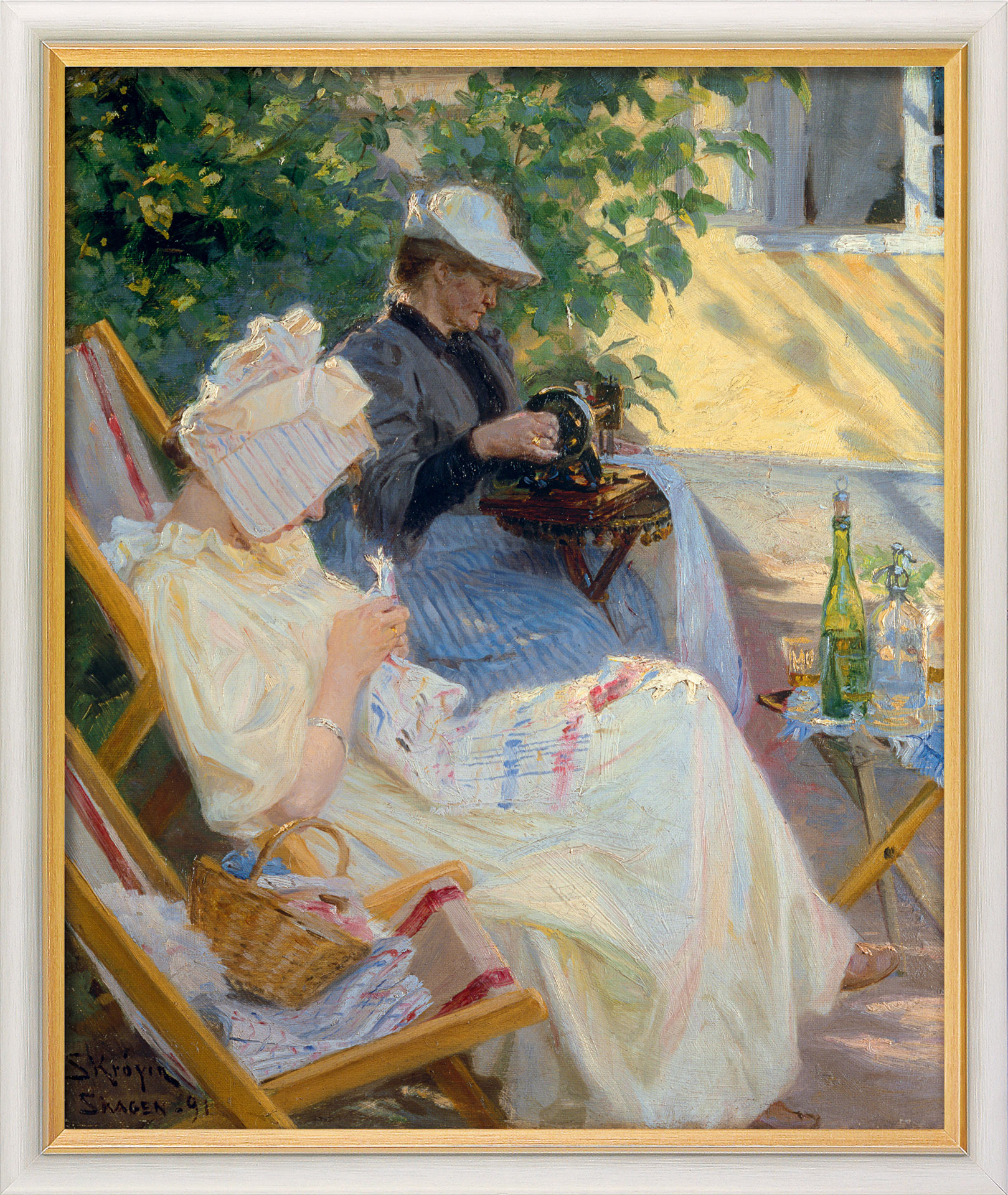 Peder Severin Kroyer: Bild 'Zwei Frauen im Garten (In der Laube)' (1892), gerahmt