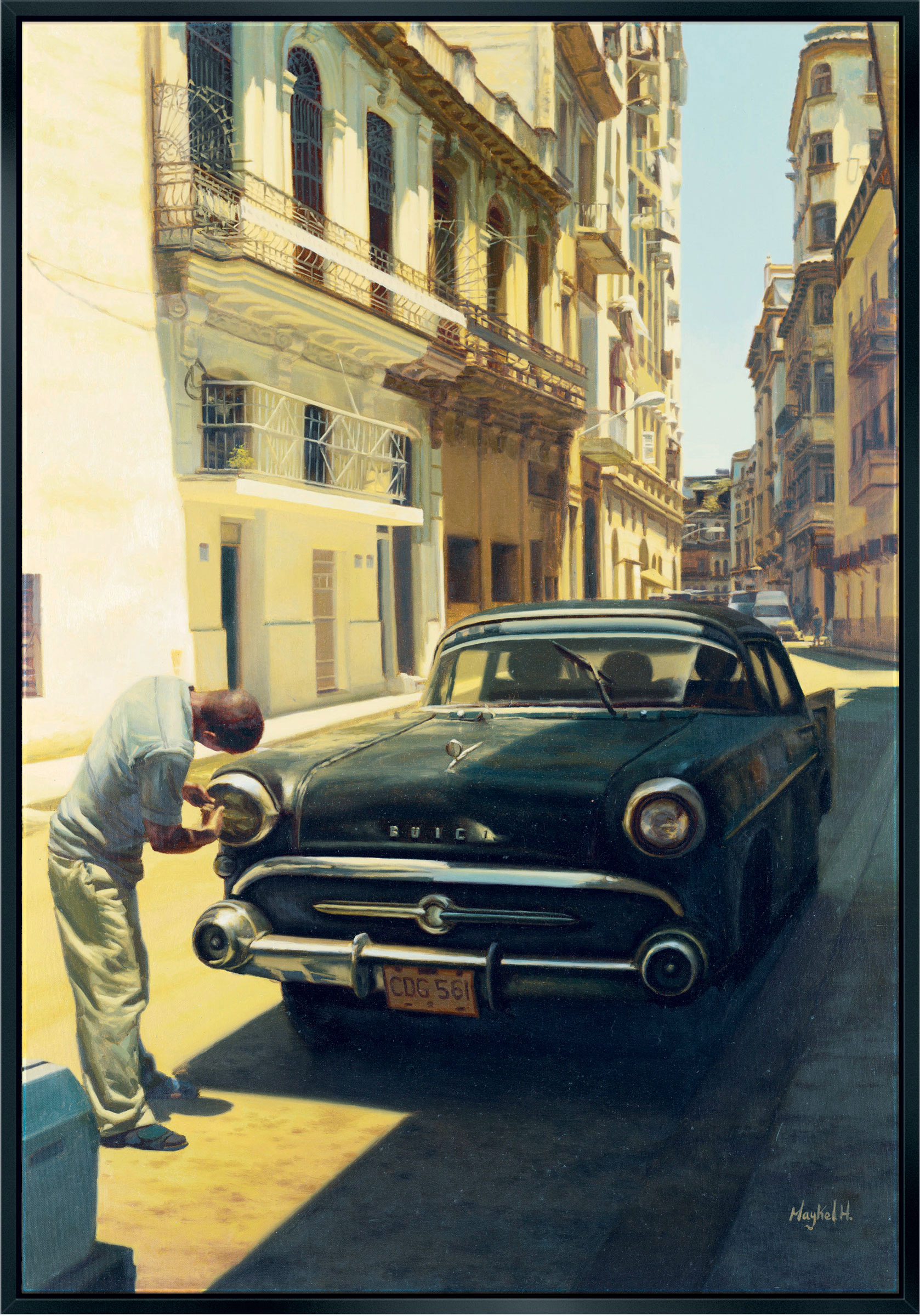 Maykel Herrera: Bild 'A Man and his Car', gerahmt