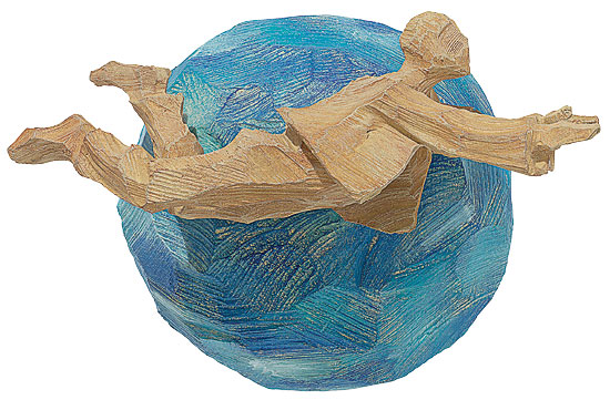 Roman Johann Strobl: Planetarier 'Der Trabant', Kunstguss Holzfinish, Skulptur
