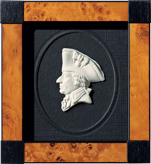 Miniatur-Porzellanbild 'Friedrich II.', gerahmt