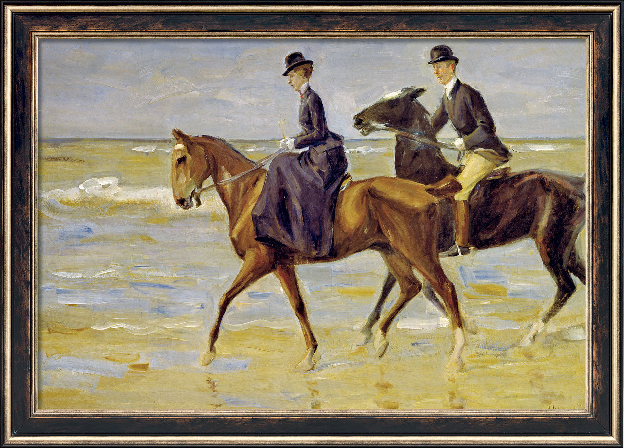 Max Liebermann: Bild 'Reiter und Reiterin am Strand' (1903), gerahmt